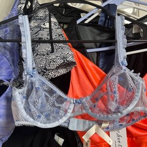 For Love And Lemons Sky Blue Lace Bra